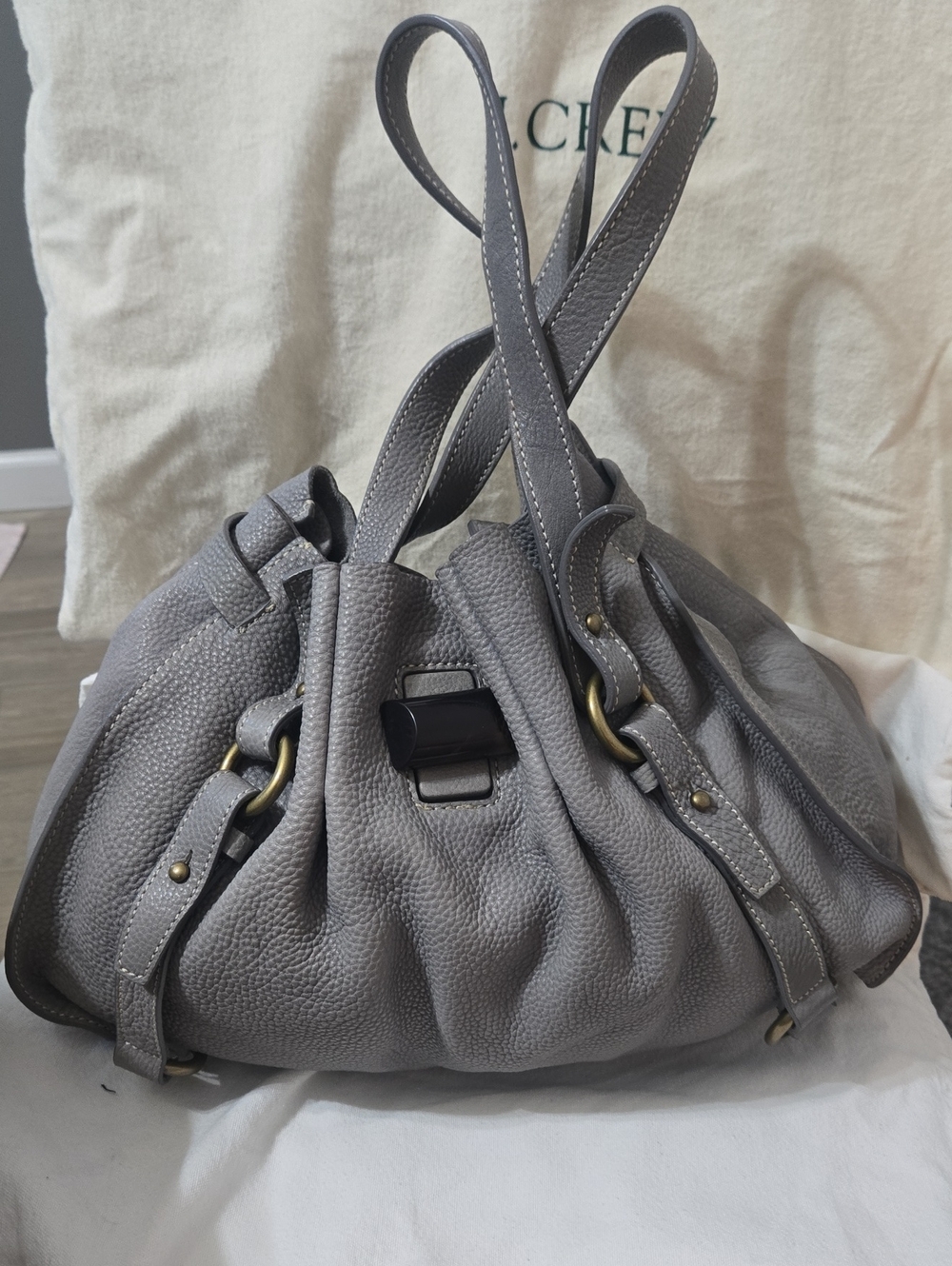 Borge Garveri for JCrew Grey Pebbled Leather Shoulder Bag - Women